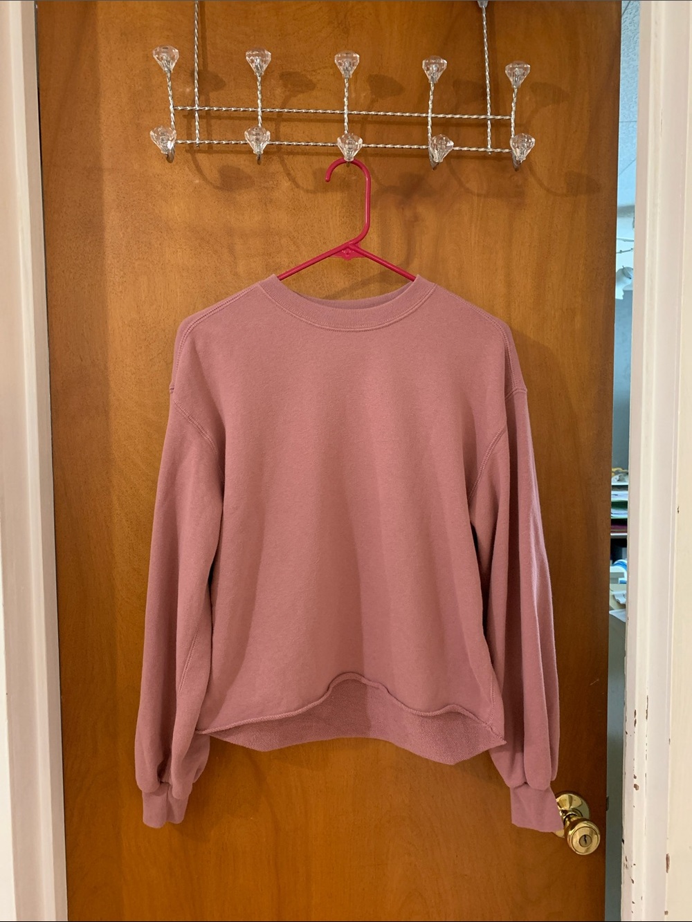 Abercrombie Long Sleeve Crew Neck Cutoff Sweatshirt - Pink
